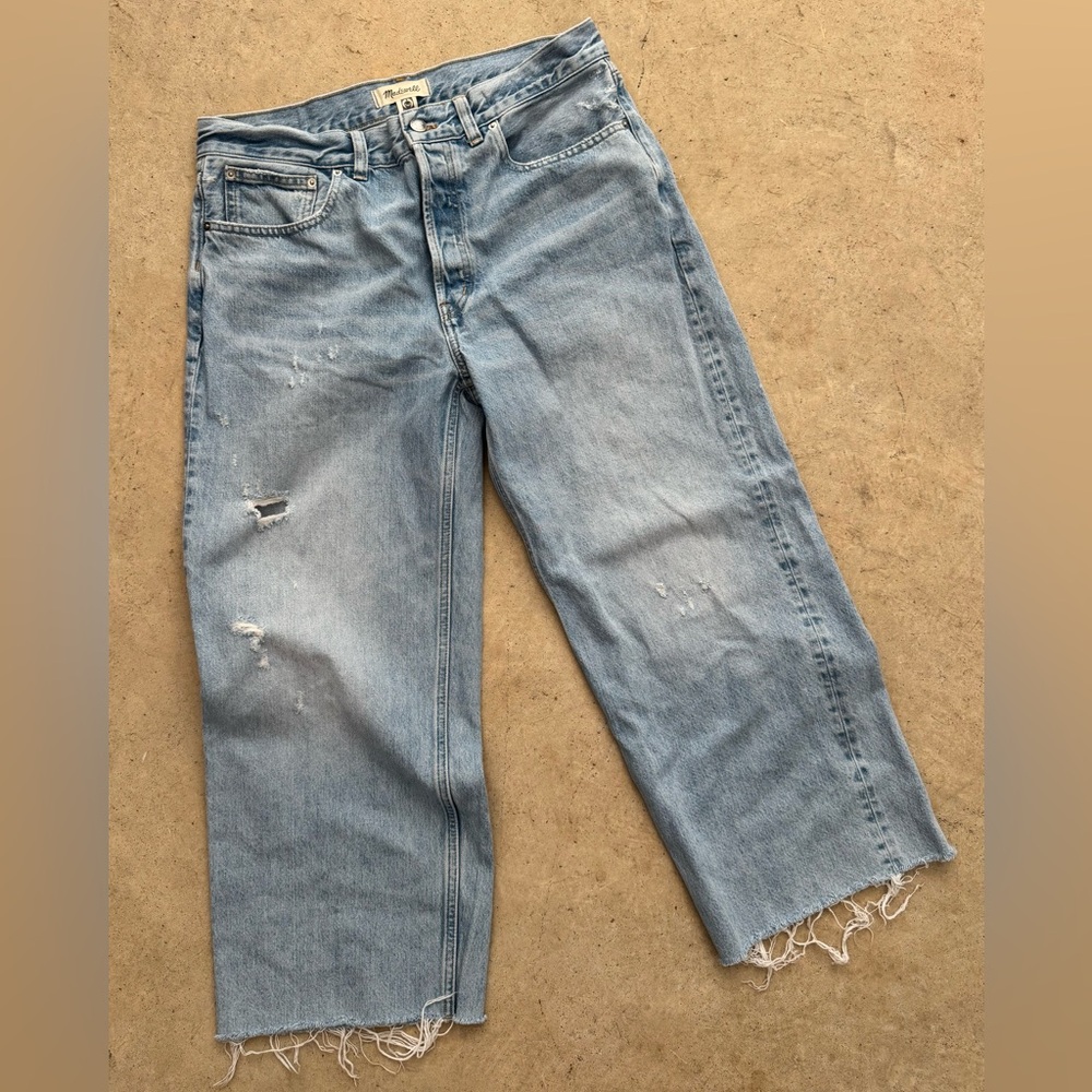 Madewell Low Slung Baggy Crop Blue Denim Jeans